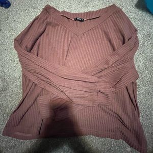 3xl pink waffle knit lantern sleeved sweater